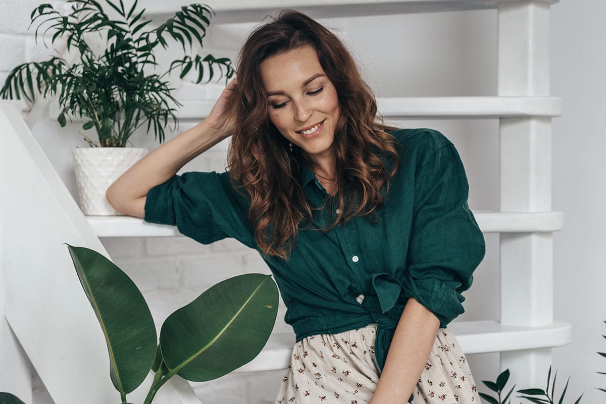 smiling woman at home